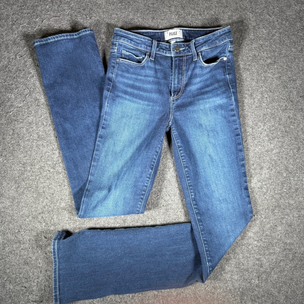 PAIGE Womens Blue Bootcut Denim Jeans Size 28 Dark Wash Stretch 13349